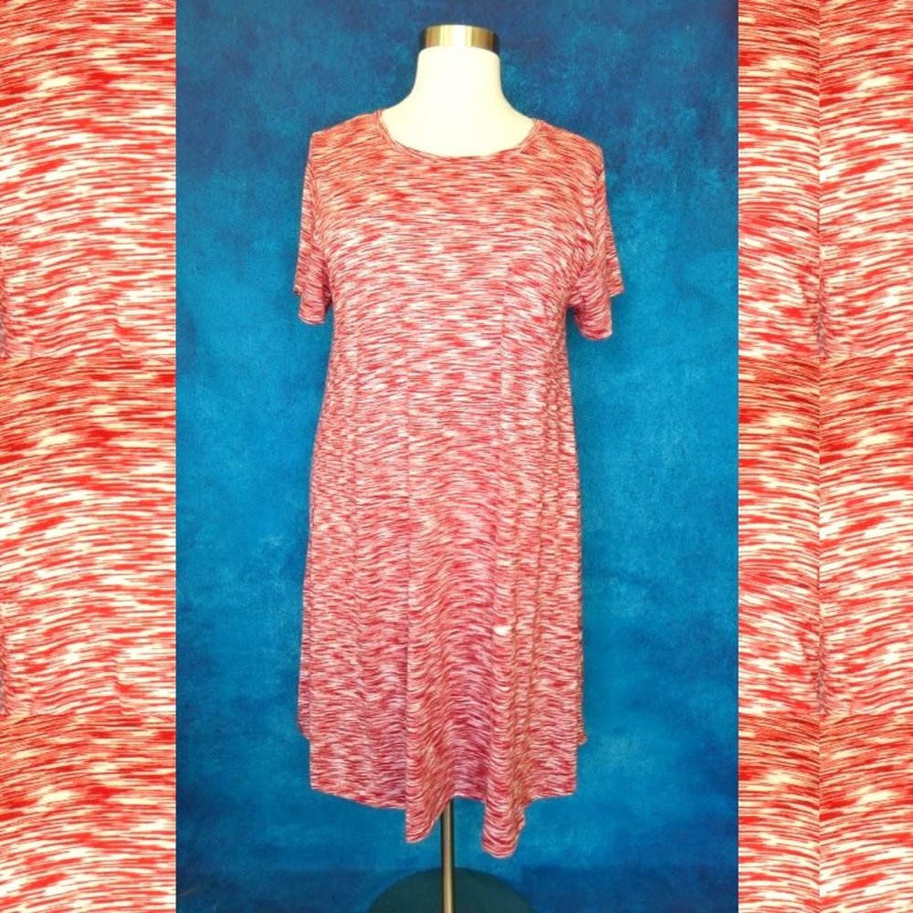 LulaRoe Red White Carly Dress Size 3XL - Picture 1 of 8